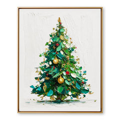 Evergreen Joy – Christmas Tree Oil Painting, Festive Textured Wall Art