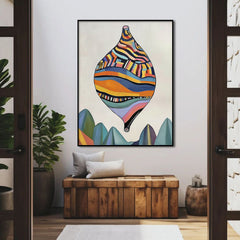 Floating Artifact – Surreal Geometric Balloon Art Whimsical Abstract Landscape Painting