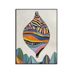 Floating Artifact – Surreal Geometric Balloon Art Whimsical Abstract Landscape Painting