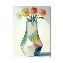 Floral Modulation – Geometric Flower Vase Painting Modern Minimalist Abstract Wall Art