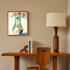 Floral Modulation – Geometric Flower Vase Painting Modern Minimalist Abstract Wall Art
