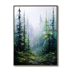 Forest Landscape Oil Painting – Large Nature Wall Art