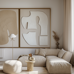 Fragmented Harmony-Abstract Home Decor Painting – Handcrafted Wabi-Sabi 3D Wall Art