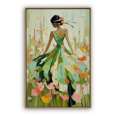 Garden Waltz-Romantic Figurative Oil Painting on Canvas