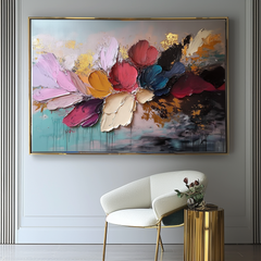 Floral Rhapsody-Original Textured Floral Abstract Oil Painting