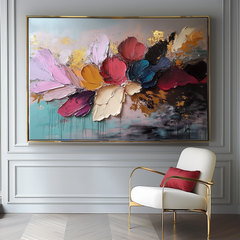 Floral Rhapsody-Original Textured Floral Abstract Oil Painting