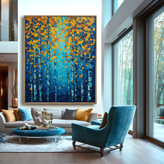 Golden Autumn Forest – Textured Landscape Wall Art