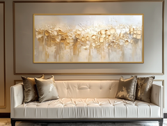 Golden Whisper-Neutral Warm Tones Textured Abstract Oil Painting, Modern Wall Art