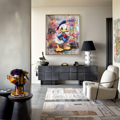 Graffiti Commander – Colorful Cartoon Duck Wall Art Pop Street Canvas Painting