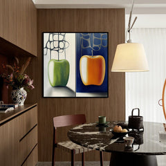 Gravity of Fruit – Abstract Apple Oil Painting Modern Minimalist Wall Art on Canvas