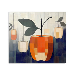 Harvest Geometry – Modern Abstract Fruit Painting Geometric Apple Wall Art
