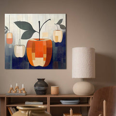 Harvest Geometry – Modern Abstract Fruit Painting Geometric Apple Wall Art