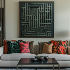 Labyrinth of Serenity-3D Textured Abstract Wall Art, Deep – Textured Geometric Wall Art