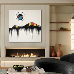 Lunar Veins – Modern Abstract Moon Painting Textured Canvas Art in Black & White
