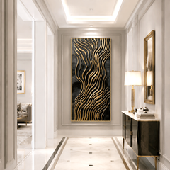 Luxury Black and Gold Textured Abstract Canvas Painting for Modern Decor