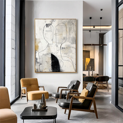 Minimalist Line Art Oil Painting – Modern Abstract Wall Decor