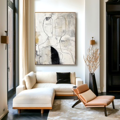 Minimalist Line Art Oil Painting – Modern Abstract Wall Decor