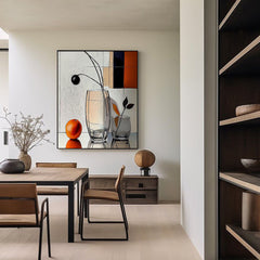Modern Still – Modern Abstract Still Life Painting Glass Vase and Orange Wall Art