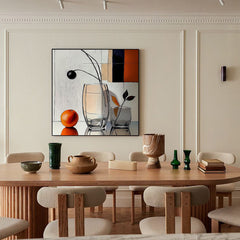 Modern Still – Modern Abstract Still Life Painting Glass Vase and Orange Wall Art