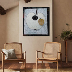 Mooncore Apple – Minimalist Abstract Apple Painting Modern Geometric Wall Art