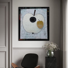 Mooncore Apple – Minimalist Abstract Apple Painting Modern Geometric Wall Art