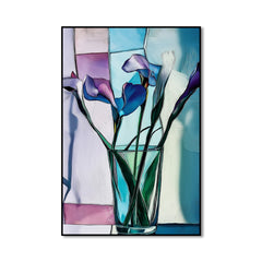 Morning Light – Calla Lilies in Glass Minimalist Botanical Painting with Light Geometry
