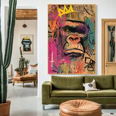 Muted Crown – Contemporary Gorilla Portrait Oil Painting