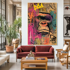 Muted Crown – Contemporary Gorilla Portrait Oil Painting