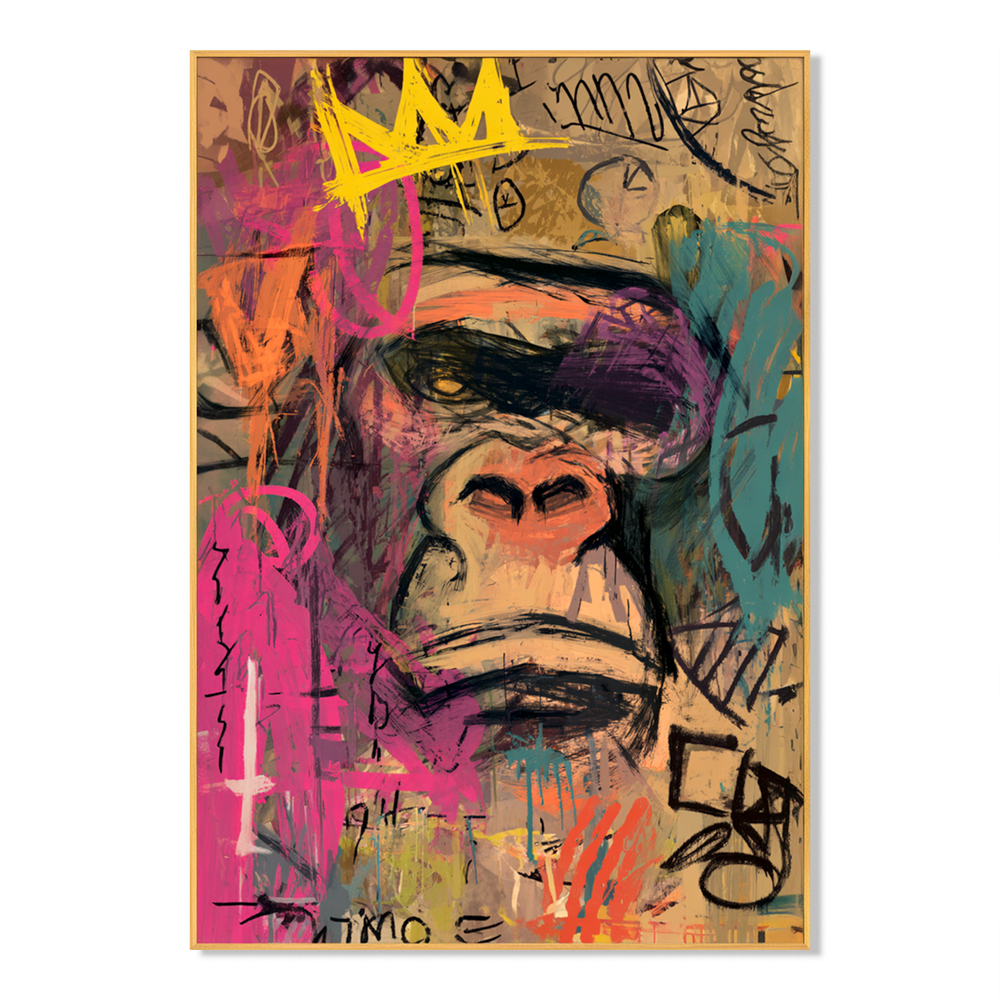 Muted Crown – Contemporary Gorilla Portrait Oil Painting hand-painted wall art