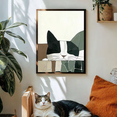 Nap Time – Abstract Sleeping Cat Wall Art Minimalist Pet-Themed Decor