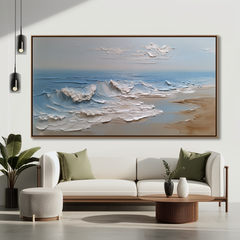 Ocean Whisper – Textured 3D Ocean Painting for Coastal Wall Art