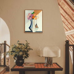 Petal Geometry – Geometric Abstract Flower Vase Painting Modern Floral Wall Art