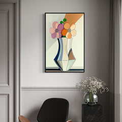 Petal Geometry – Geometric Abstract Flower Vase Painting Modern Floral Wall Art