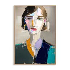 Poised Silence – Abstract Female Portrait Oil Painting on Canvas
