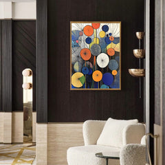 Retro Bloom – Geometric Abstract Circle Painting Colorful Modern Wall Art