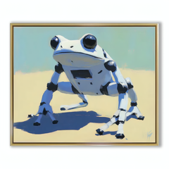 RoboFrog: Futuristic Robot Frog Oil Painting – Textured Animal Wall Art