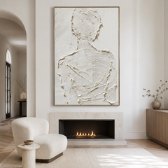 Silent Form –Plaster Art Texture Painting Minimalist Textured Female Silhouette Wall Art