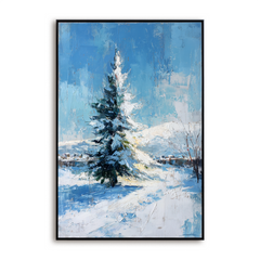 Silent Winter – Snow Landscape Oil Painting, Textured Winter Tree Wall Art