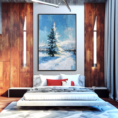 Silent Winter – Snow Landscape Oil Painting, Textured Winter Tree Wall Art