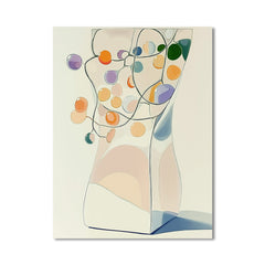 Soft Orbit – Minimalist Vase with Colorful Dots Abstract Geometric Wall Art
