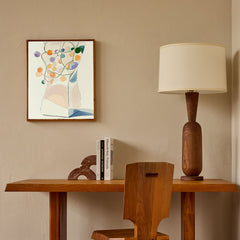 Soft Orbit – Minimalist Vase with Colorful Dots Abstract Geometric Wall Art