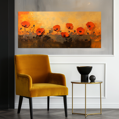 Sunlit Poppies-Red Poppy Flowers Painting, Warm Tone Floral Wall Art
