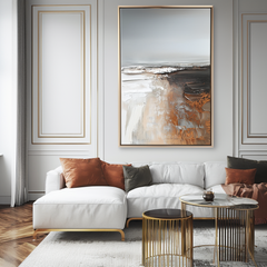 Timeless Horizons – Brown Abstract Textured Painting, Modern Artwork