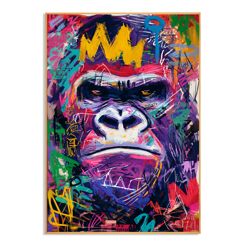 Violet Crown – Contemporary Gorilla Portrait Oil Painting hand-painted wall art