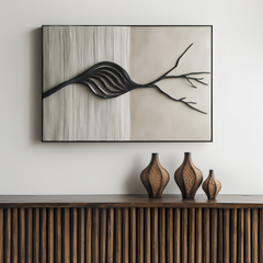 Whispering Growth-Abstract Tree Branch Textured 3D Neutral Wall Art