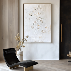 Whispering Orchids-White Orchid Textured Oil Painting