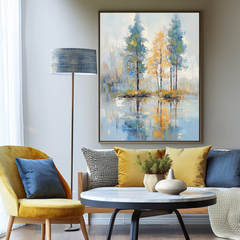 Whispering Reflections-Modern Abstract Landscape Oil Painting – Landscape Wall Art