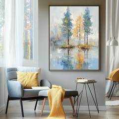 Whispering Reflections-Modern Abstract Landscape Oil Painting – Landscape Wall Art
