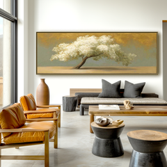 White Tree Horizon – Textured Landscape Wall Art