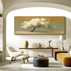 White Tree Horizon – Textured Landscape Wall Art